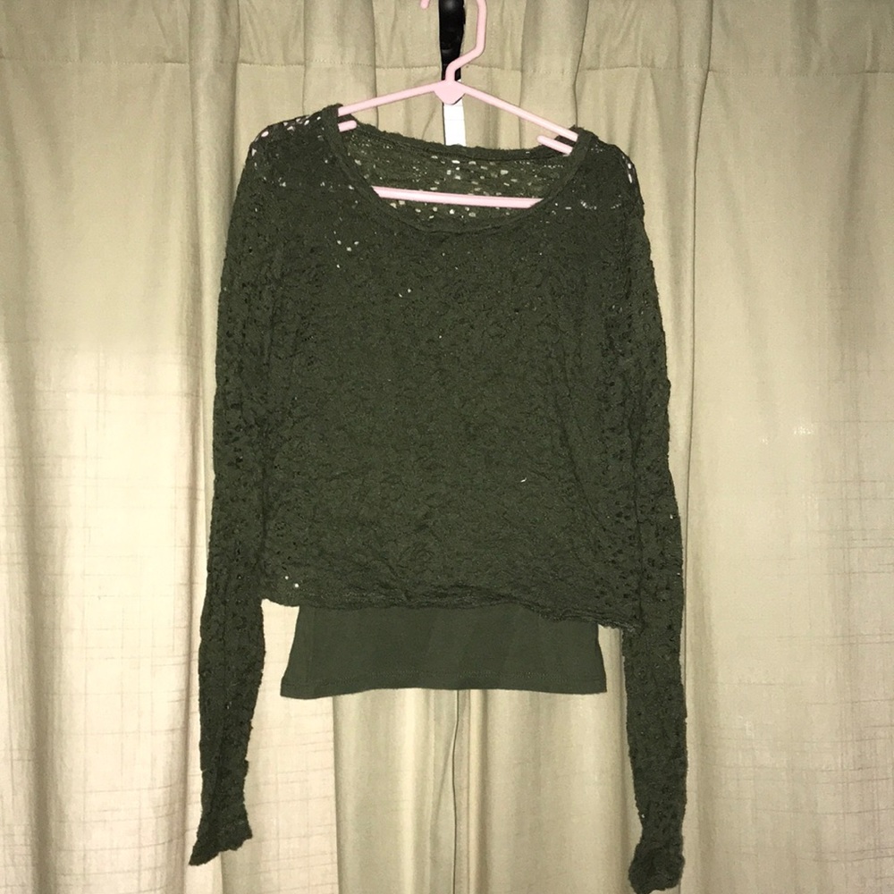 A lace long sleeve shirt.